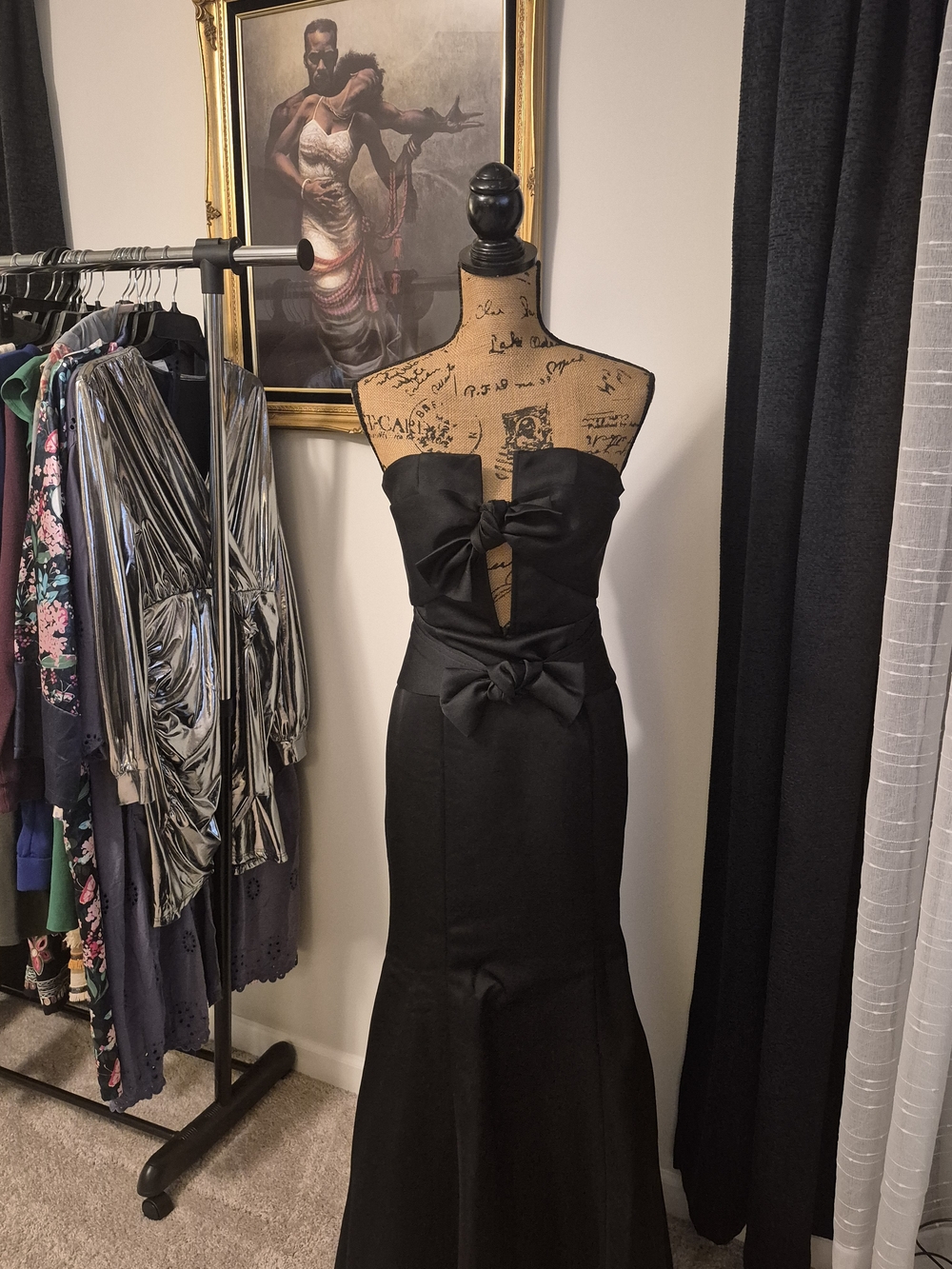& Other Stories Black Strapless Bow-Detail Mermaid Gown